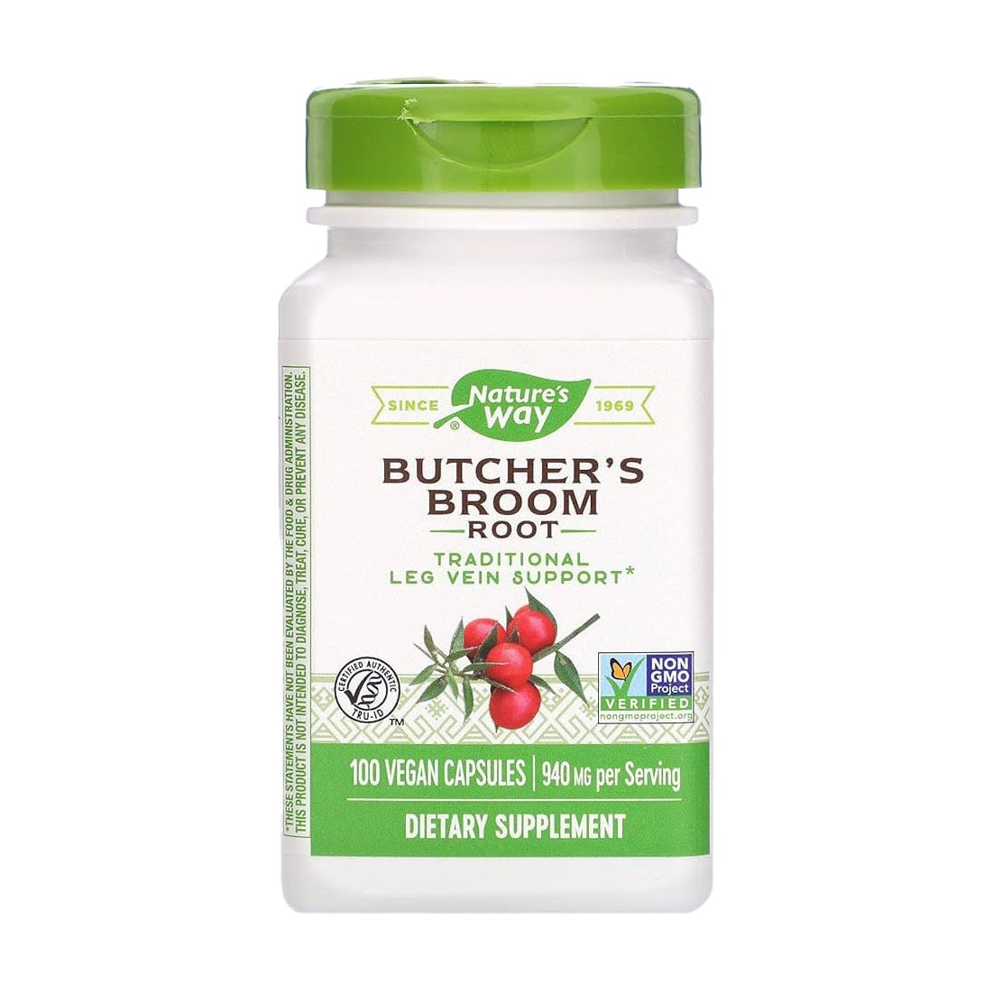 Корінь іглиці шипуватої Nature's Way Butcher's Broom Root 940 мг, 100 веганських капсул